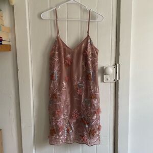 Storia Pink and Blue Embroidered Dress